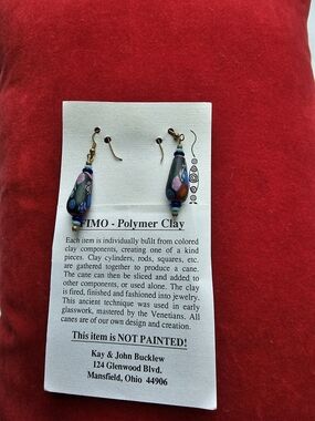 Handmade Polymer Clay Dangle Earrings - Multicolor
